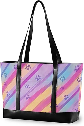 KLL Colorful Paw Prints Cute fashion laptop bags with zipper zipper tote Large Handbag for university with lunch maletin ejecutivo para mujer