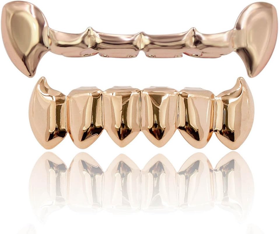 JINAO 18K Colorful Slim Canine Vampire Fangs Grillz Teeth Set Hip Hop for Men Women
