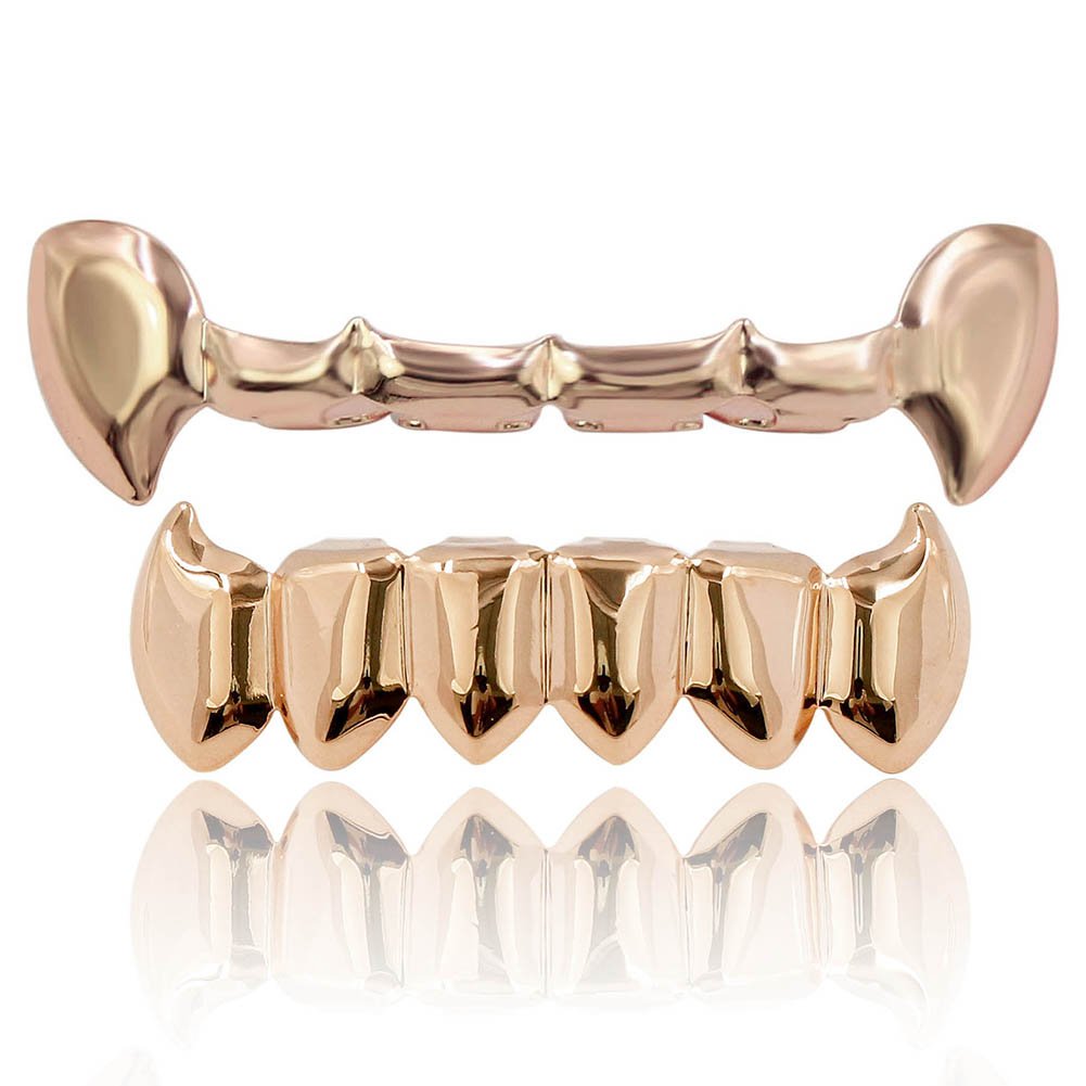 JINAO 18K Colorful Slim Canine Vampire Fangs Grillz Teeth Set Hip Hop for Men Women