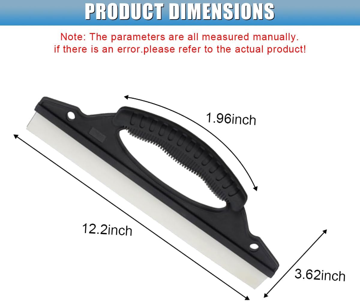 Car Wash Squeegee, 12 Inch Automotive Window Squeegees for Drying, Antislip Silicone Auto Windshield Water Blade with Handle, Flexible Vehicle Glass Drying Tool (2PCS)
