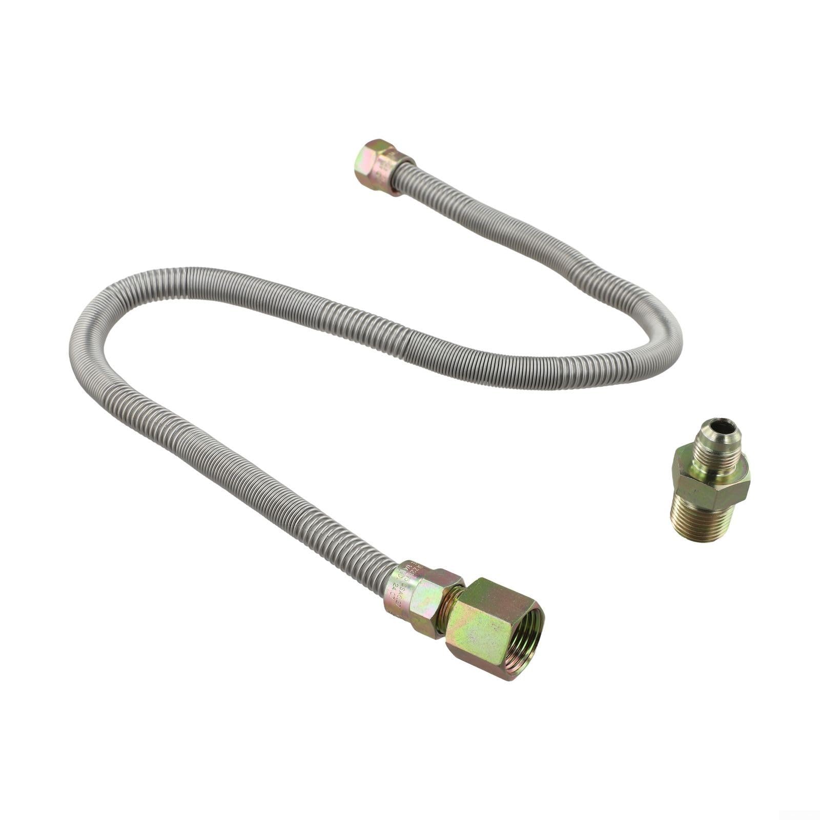 Flexible Gasleitung Propangasschlauch Edelstahl 304 Pfeiffreies Design Für Außen Innen Heizung Feuerstellen Kamine Silber 30 Zoll 3/8 Zoll UV-Schutz Für Gasgeräte Anwendungen