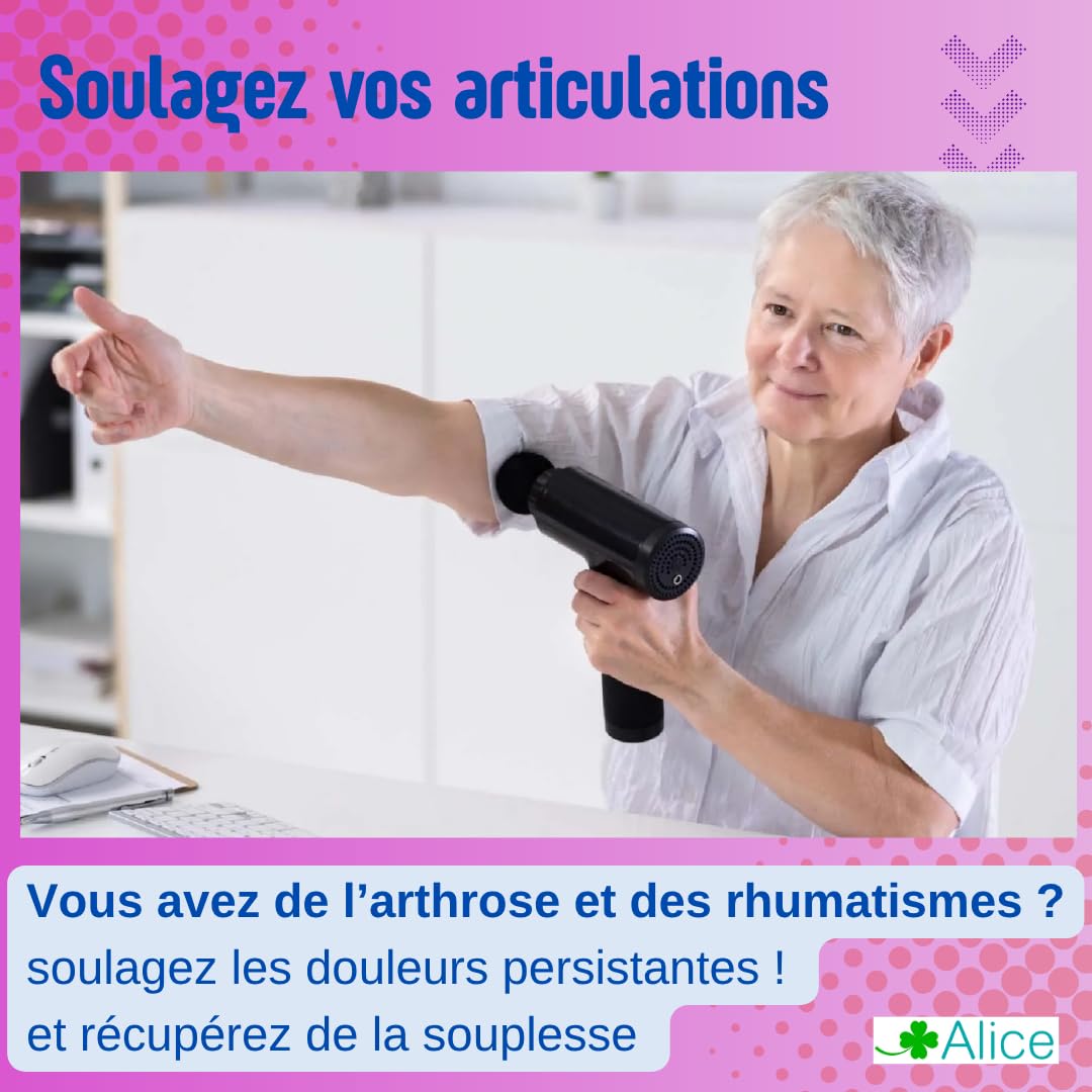 Massage gun chauffant, masseur musculaire, chaud ou froid, 5 vitesses, contre les courbatures après le sport (froid), ou contre les douleurs et rhumatismes (chaud) / usb