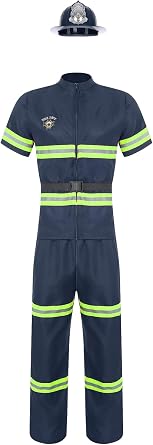 Men's Firefighter Suit Fire Dept Uniform Fireman Stag Do Party Costume Halloween Cosplay Fancy Dress