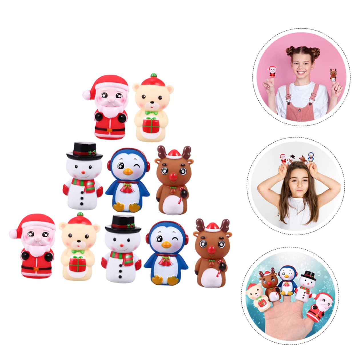 10 Pièces Marionnettes à Doigts Douces - Jouets Interactifs Noël Pour Enfants Garçons Filles