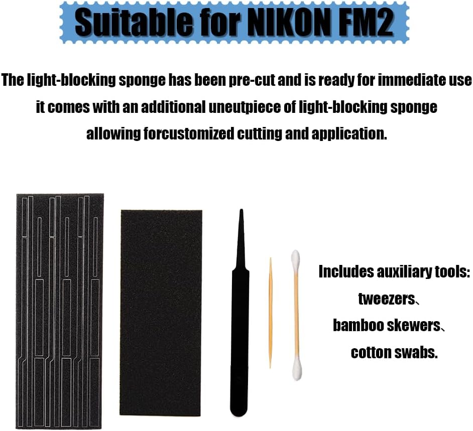 FM2 Pre-Cut Self Adhesive Light Seal Foam Sponge Kits Repair for Nikon FM2 Film Camera Accessories (for Nikon FM2)