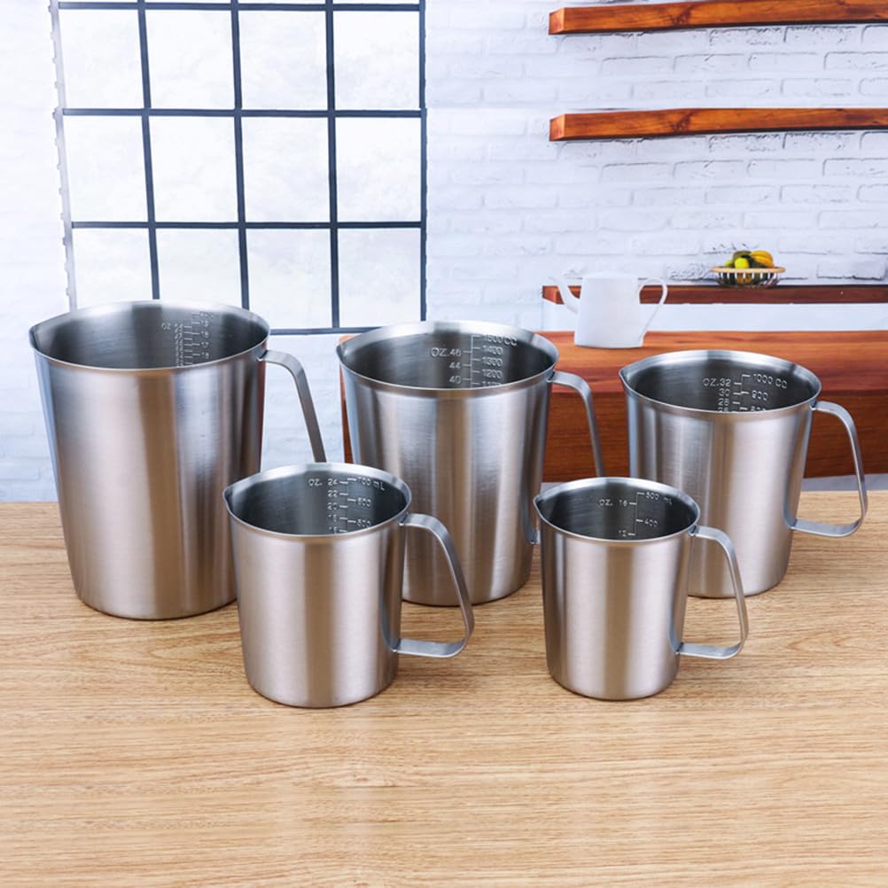 Veemoon 2000 ml 304 Edelstahl-Messbecher mit Skala – dickwandige, große Tasse für Kaffee/Milchtee (Silber)