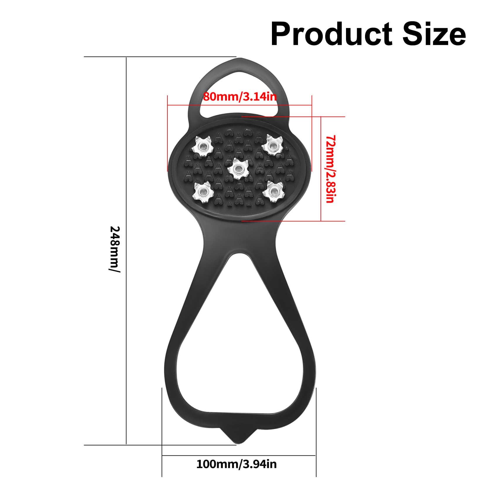 2 Paar Anti-Rutsch Schuhspikes, Grödel Steigeisen für Bergschuhe mit 5 Zähne, rutschfeste Schuhkrallen, Ice Grips Eisspikes für Schuhe Stiefel, Antirutsch Spikes zum Überziehen für Wandern Outdoor