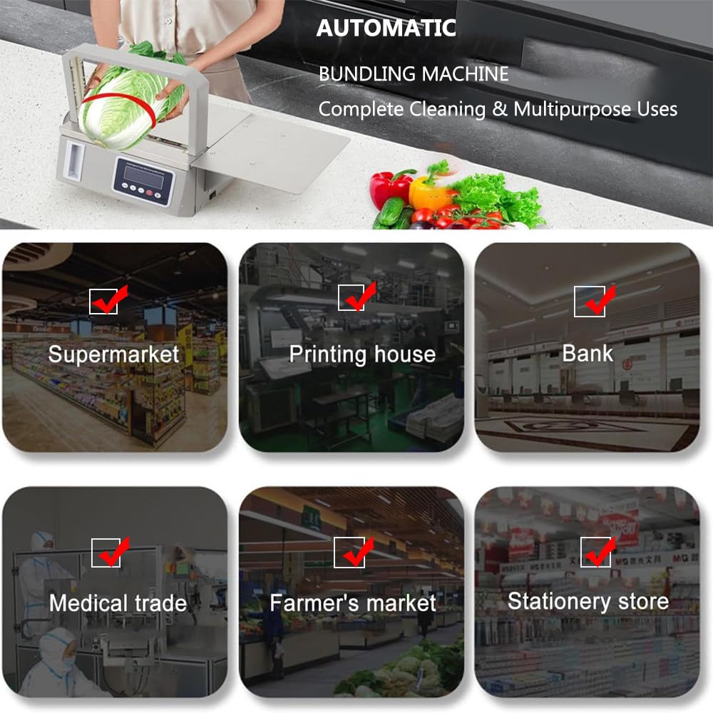 Elektryczna wiązarka do szybkiej pracy – idealna do supermarketu i wiązania, 1,5-sekundowy cykl do codziennych potrzeb i świeżych warzyw