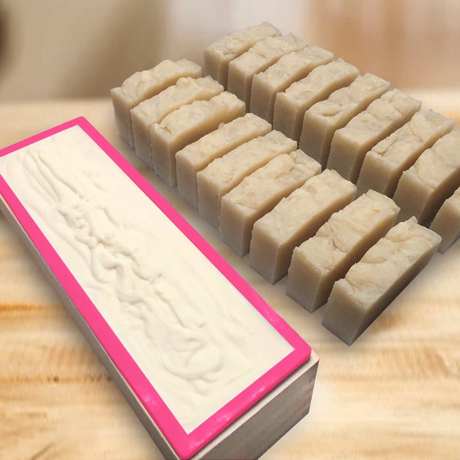 3 paquetes de moldes de jabón de 42 onzas, moldes de jabón para hacer jabón con cajas de madera, juego de 3, moldes de barra de jabón que se pueden utilizar para productos de jabón caseros,