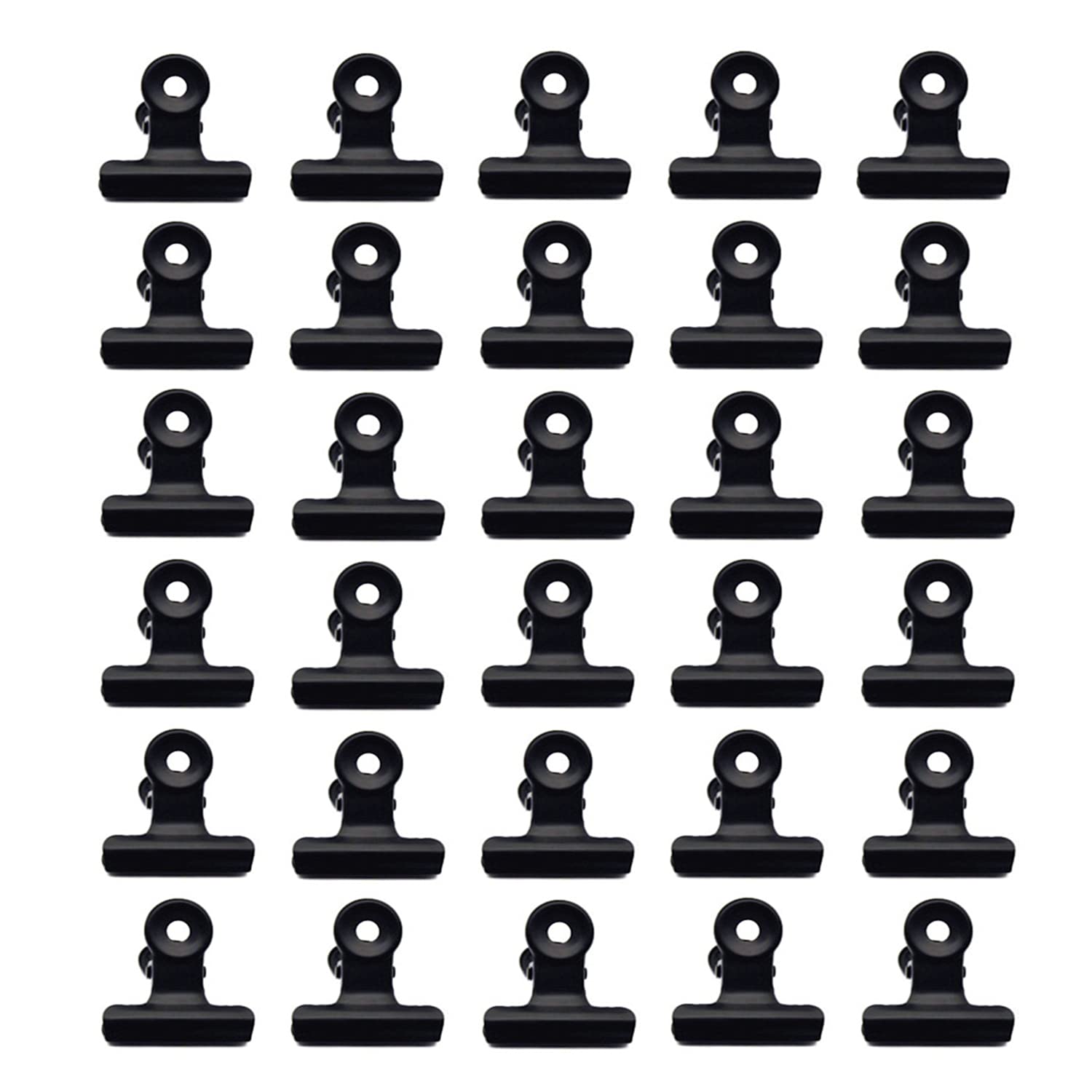 Fannuoncc 30 Pack Black Metal Bulldog Binder Clips for Food Bags,Paper Pictures, Crafts Hanging Art, Home Office Supply (1.25 Inch)