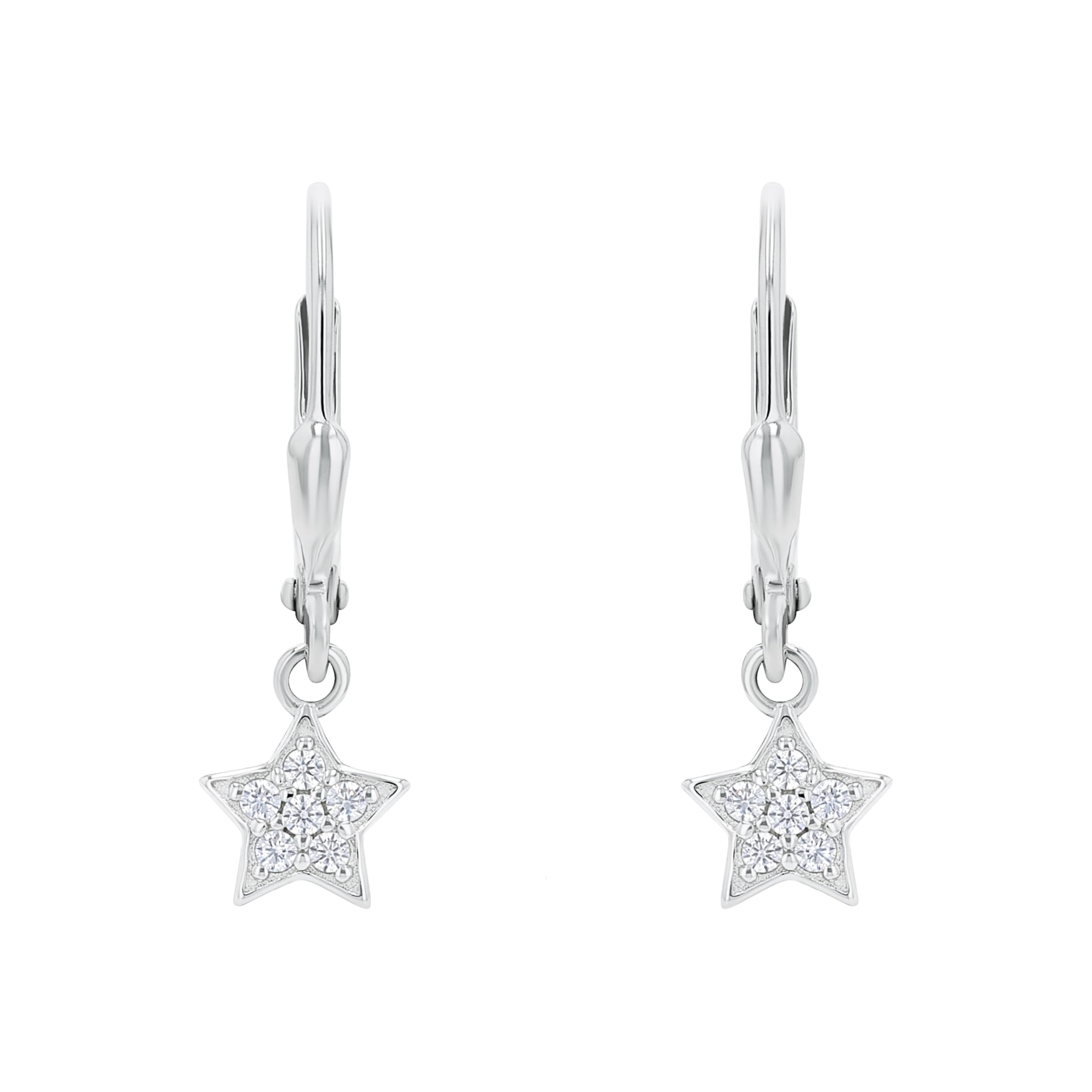 Amor earrings 925 sterling silver girl children earrings, with cubic zirconia synth, silver, Comes in jewelry gift box