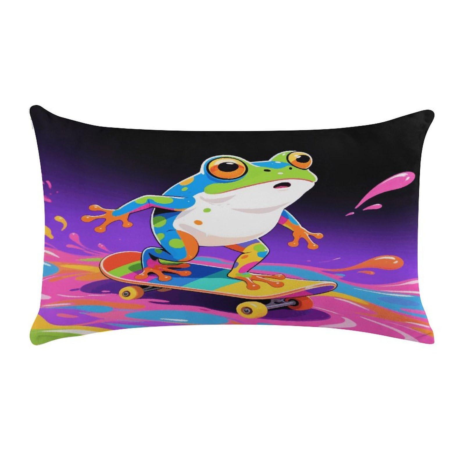 Frog Pillow Cases Super Soft Pillowcase with Zipper Cozy Throw Pillow Cover Exquisite Luxury Long Pillow Sham Anti-Fading Detachable Breathable Pillow Protector