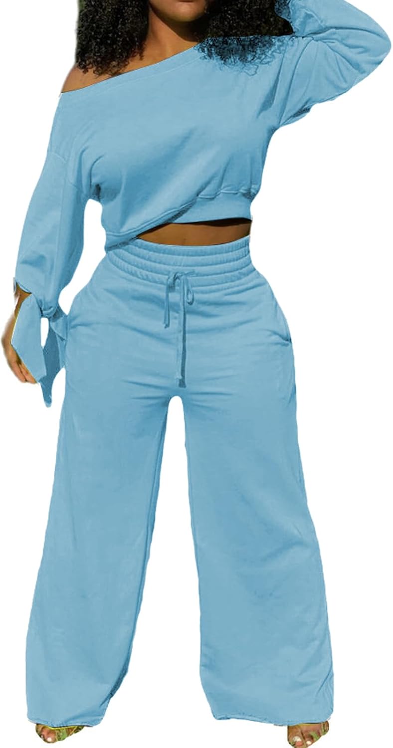Yiershu Lounge Sets for Women 2026 Sweatsuits 2 Piece Outfit Tracksuit Matching Set Wide Leg Sweatpant - Image 2
