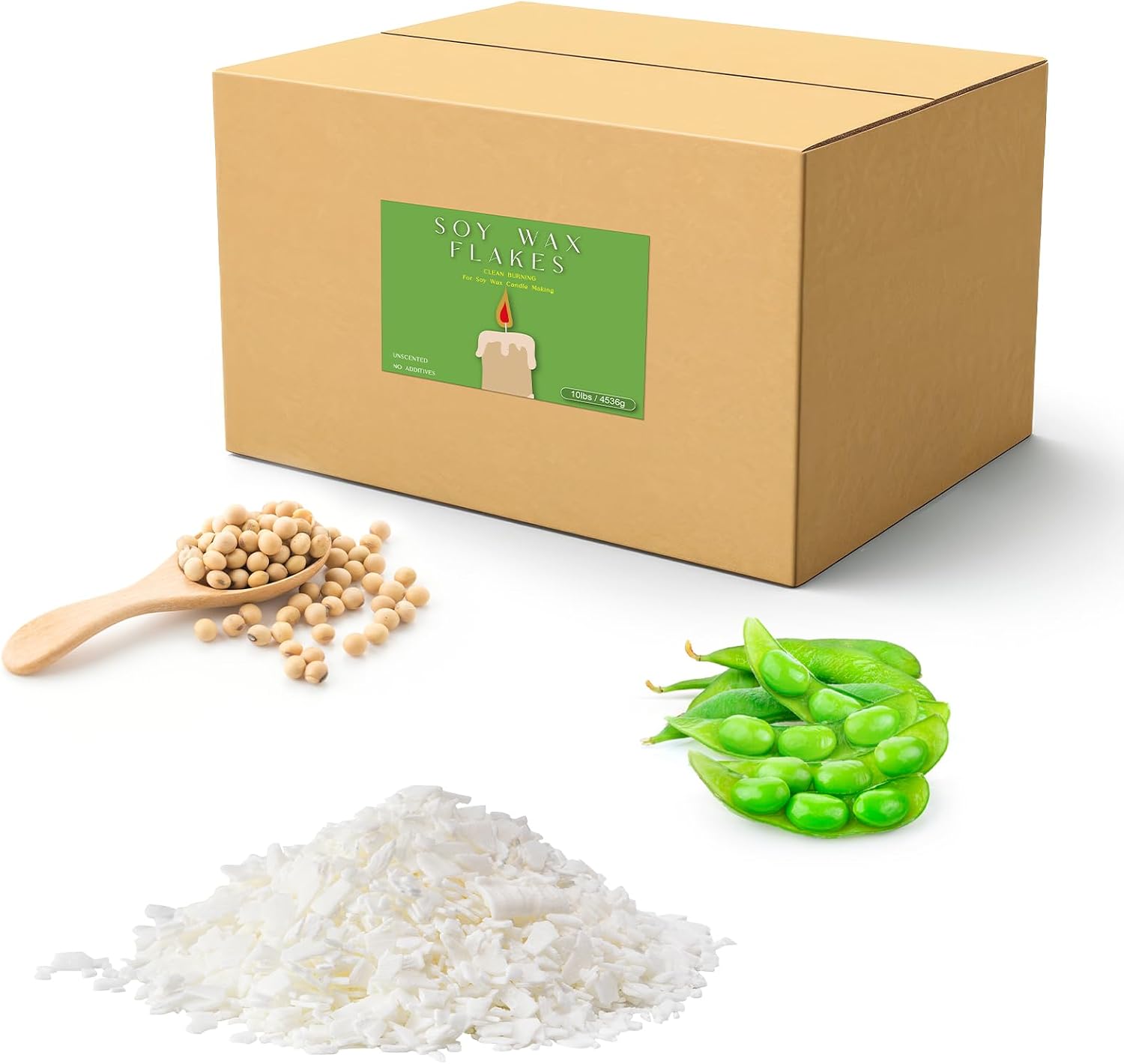 10LB Soy Wax for Candle Making – Bulk Natural Wax Flakes for DIY Candles, Smooth & Even Burning, Eco-Friendly, Easy to Melt, Ideal for Scented & Container Candles