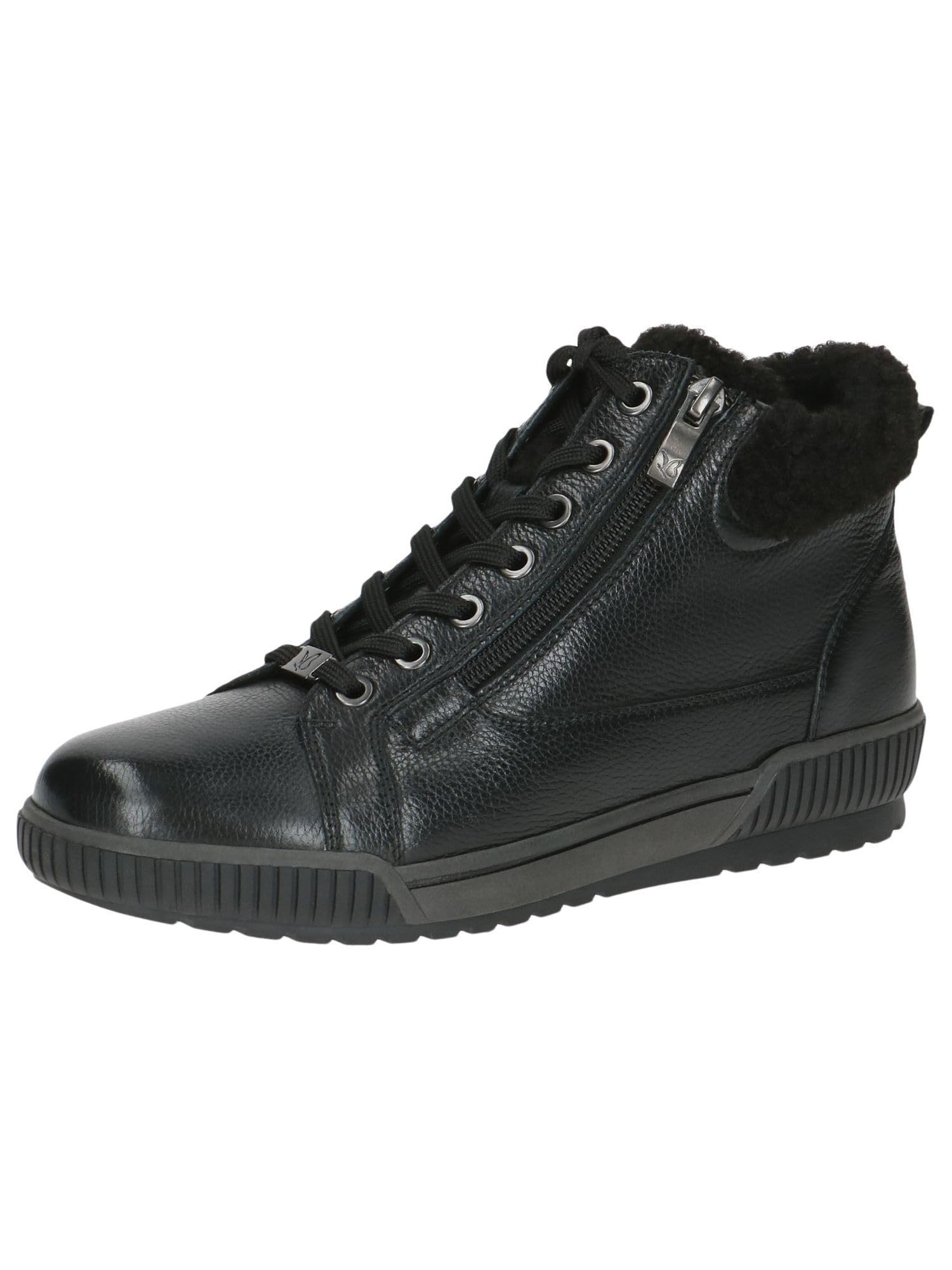 CAPRICE Women's high-top sneakers lined with zipper water-repellent, Black (Black Nappa), 4.5 UK