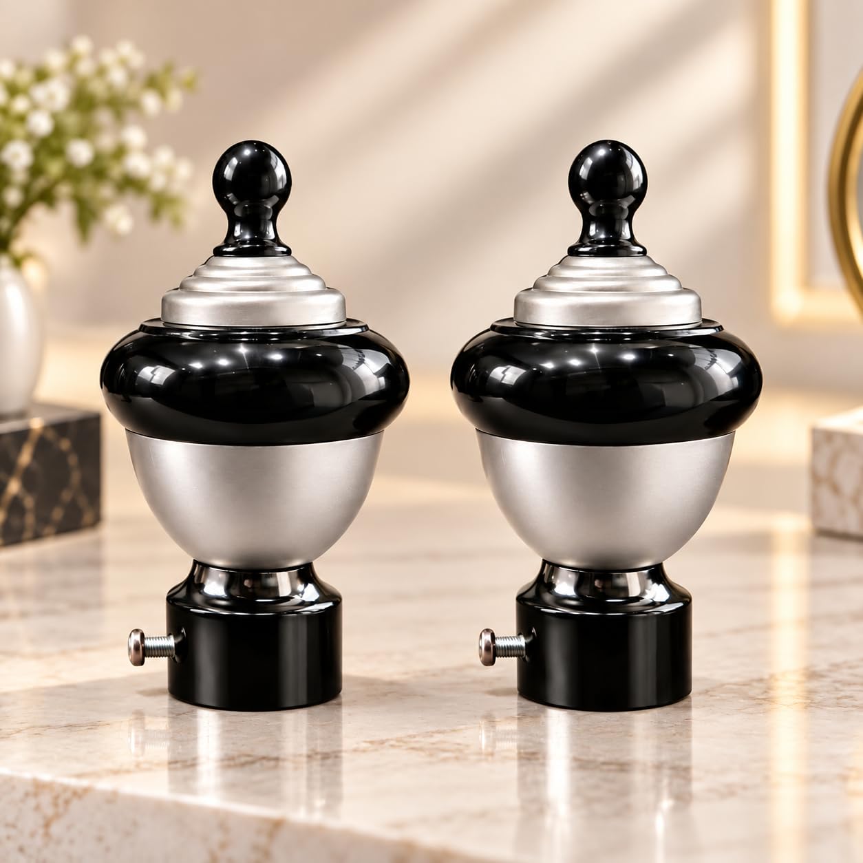 Elite Heavy Brass Antique Decorative Round Curtain Rod End Cap Finials for Door and Window 1 Inch Curtain Rod Accessories- 4pcs (Brass Antique) — Amazon image 17
