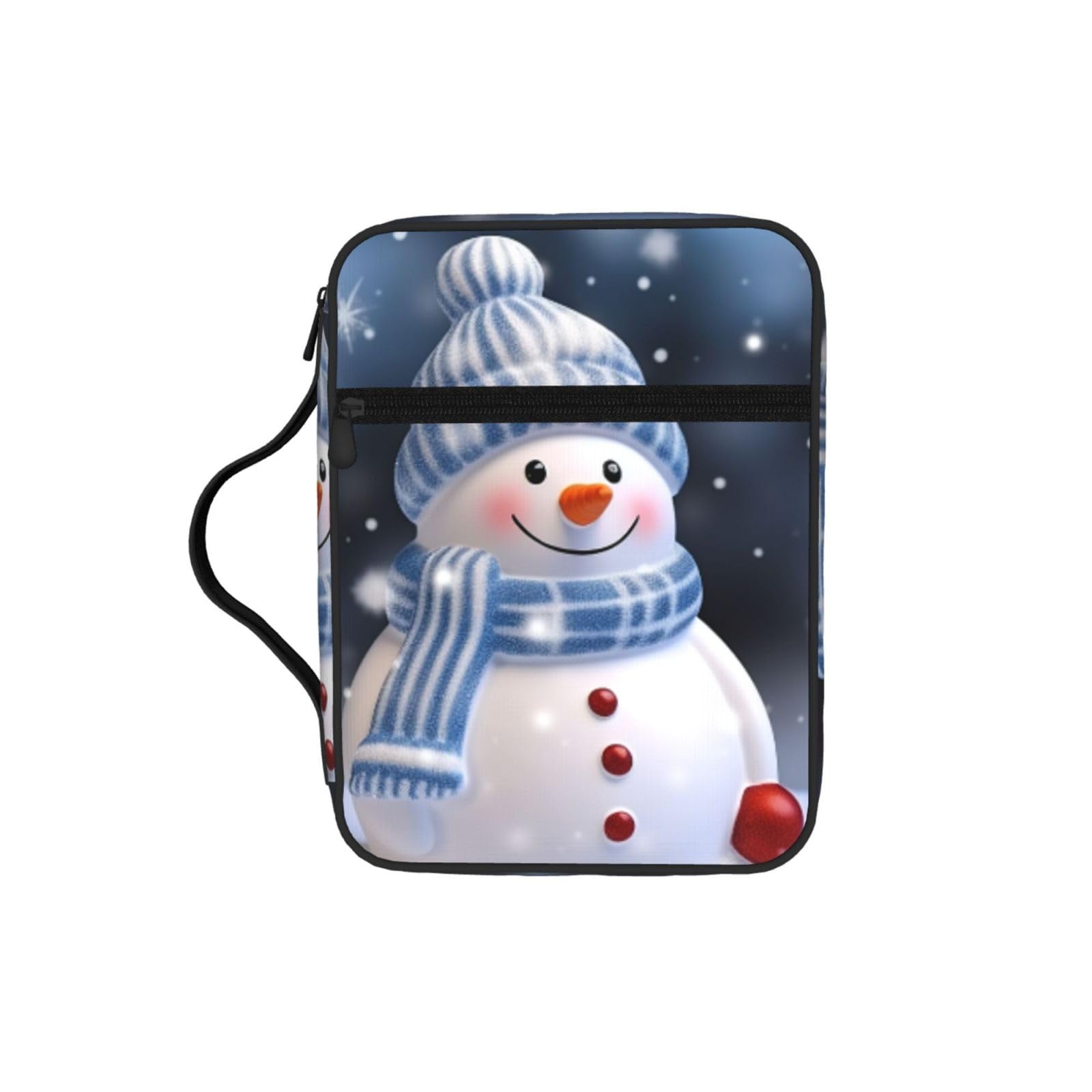 Christmas Happy Snowman Bible Cover Case Waterproof Bible Bag With Handle Organizer Storage Book Cover For Bible Study
