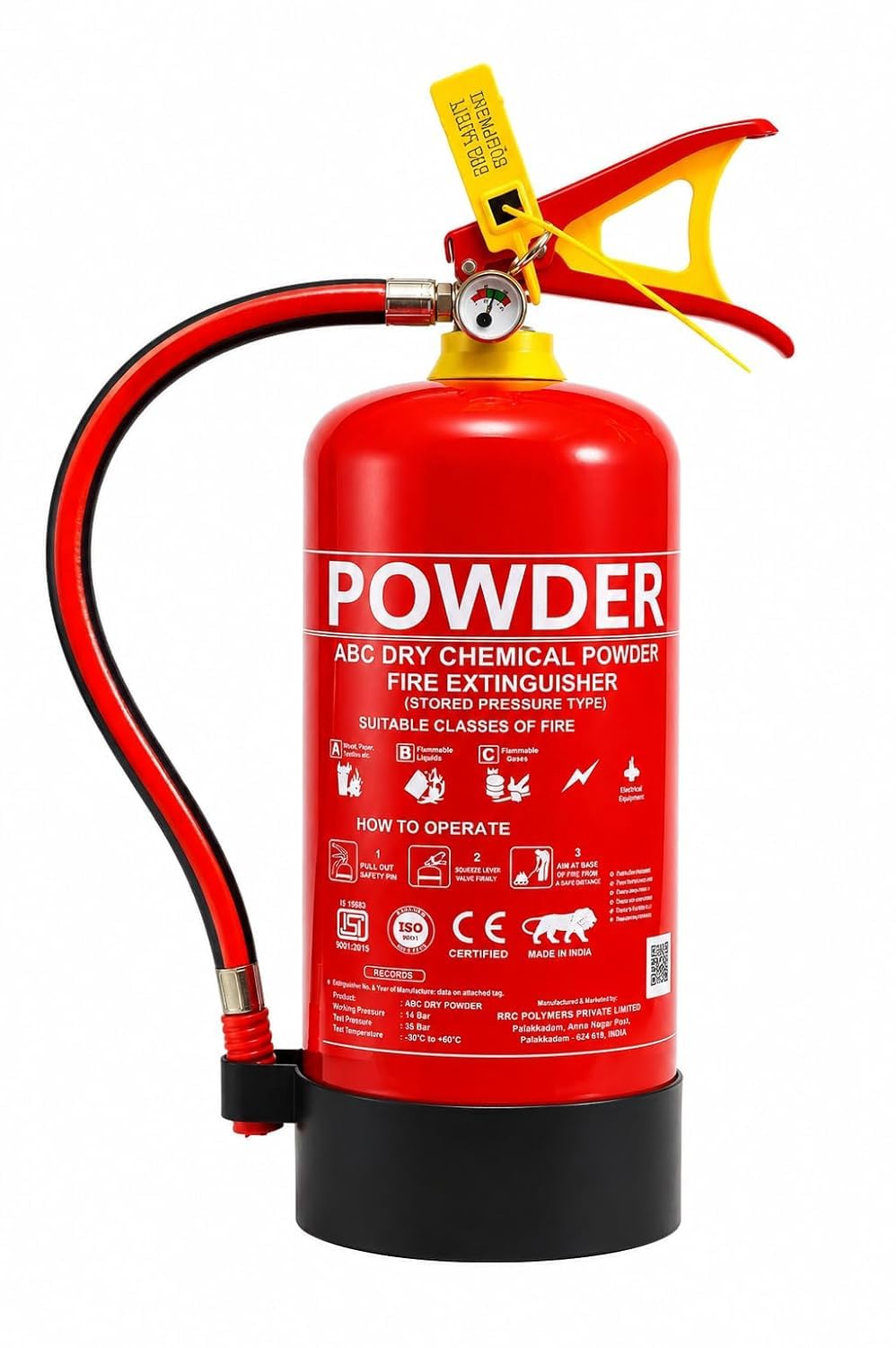 Big Duty Secure Fire Type 4 Kg Fire Extinguisher Red Fire Extinguisher ISI Mark with Wall Mount Hook and How to use Instruction Manual for Home, Kitchen, Office, School and Industrial Use-picture-11