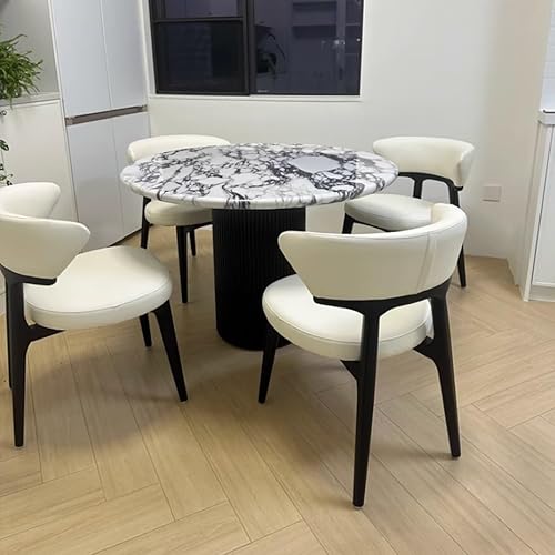 Miniatura 8 de YVYKFZD Sillas de comedor de madera maciza, juego de sillas de cocina sin brazos, silla de comedor con respaldo curvo, silla tapizada de cuero, para
