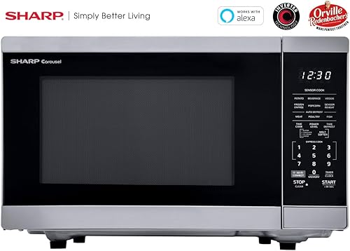 Miniatura 2 de SHARP Horno microondas para encimera. Compatible con Alexa. Certificado Orville Redenbacher. Tocadiscos de carrusel extraíble de 12.4 pulgadas, 1.4