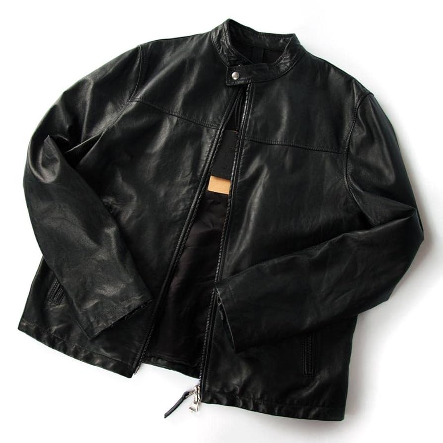 Amazon.co.jp: GARRETT メンズ レザー ジャケット 48 ブラック