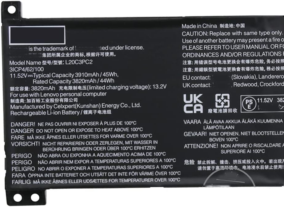 L20C3PC2 3910mAh/45Wh 互換用の製品for L20C3PC2 L20M3PC2 L360-15