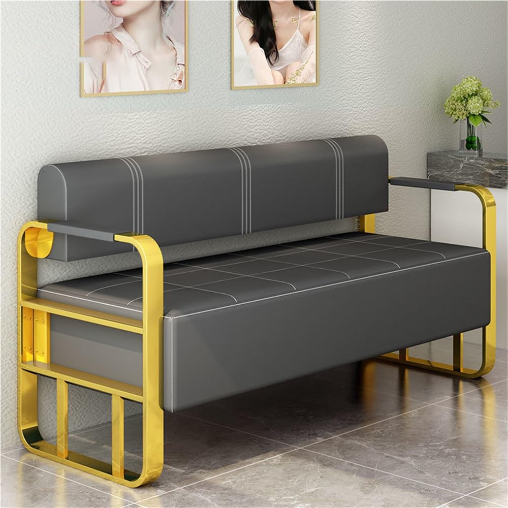 Xyzzlphn 47.2'' Modern Faux Leather Couches for Living Room, Mid-Century Comfy Upholstered Loveseat Sofa with Metal Legs for Office, Apartment, Living