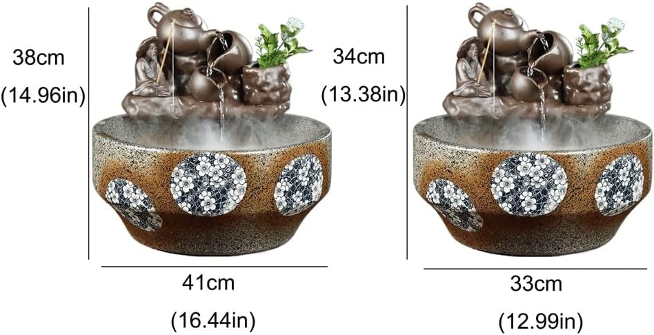 Aquarium Aquarium Ceramic Fish Tank Home Living Room Circulation Flow Water Fish Tank Feng Shui Lucky Ornaments Balcony Fish Culture Bowl Fish Tank Decoration,A-41CM