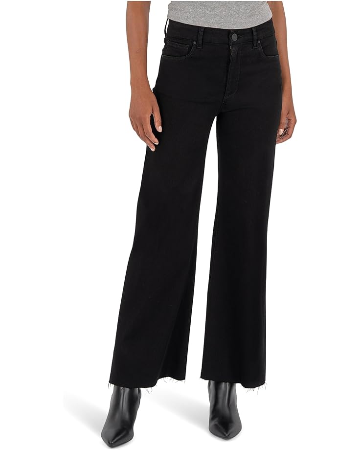 KUT from the Kloth Petite Meg High Rise Fab Ab Wide Leg Raw Hem-long Inseam - Main View