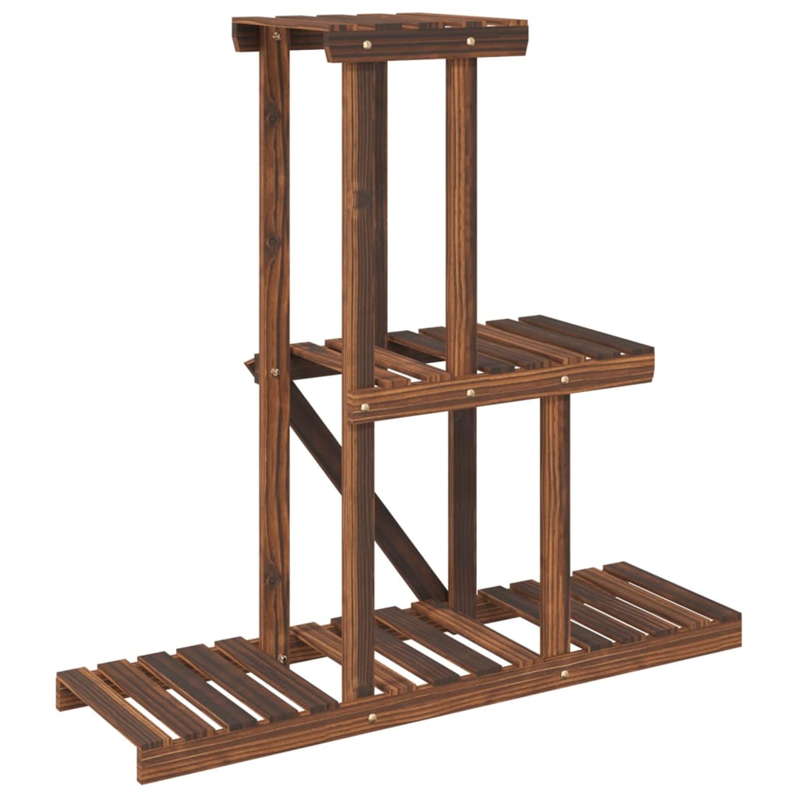 LAPOOH Blumenständer, Pflanzentreppe Outdoor, Blumentreppe Draußen, Pflanzenregal, Pflanzenständer, Balkon Möbel, Blumenregal, 81x25x75,5 cm Massivholz Tanne