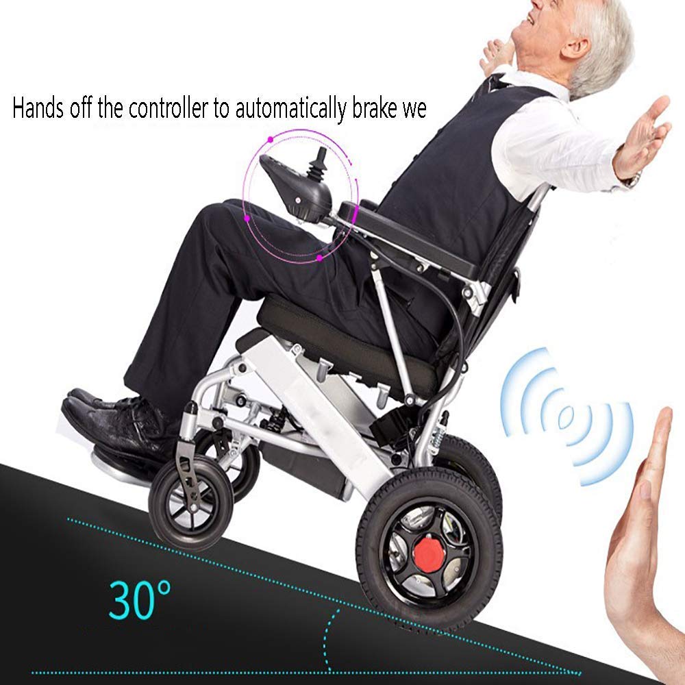Silla de ruedas eléctrica, aleación de aluminio ultraligera de grado aeroespacial, plegable y ligera para ancianos y discapacitados con función automática inteligente