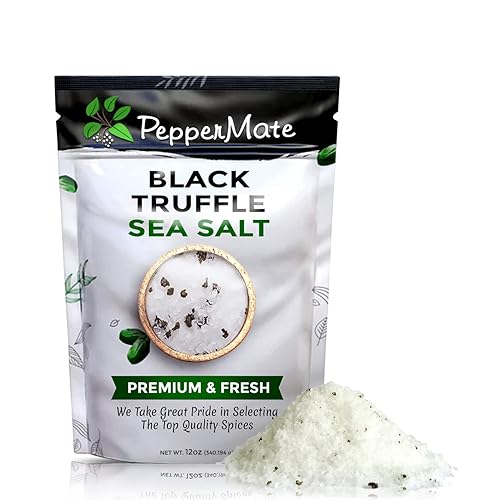 Miniatura 2 de Mezcla de sal marina de trufa negra  12 oz sofisticada sal gruesa Umami para molinillo de sal  Condimento de trufa para carne pollo palomitas de