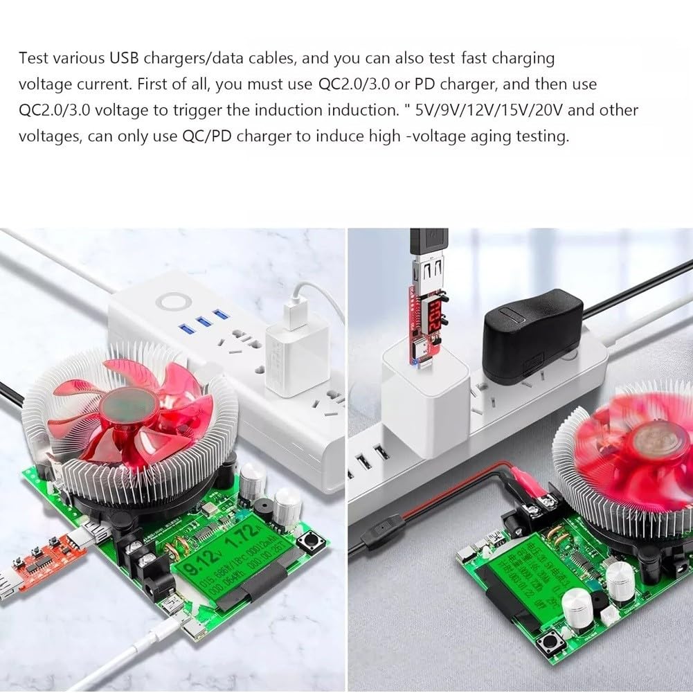 Einstellbarer elektronischer Lasttester, USB Konstantstrombelastung, 150W 200V 20A Kapazität, LCD-Display, intelligente Lüfterkühlung für Batterie, Netzteilprüfung
