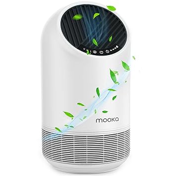 MOOKA Air Purifier, Indoor Air Cleaner with True HEPA Filter for Homes Offices Up to 323ft� - ?�, Filtration Eliminator for Allergies, Smoke, Odors, Dust, Filter Change Reminder & Timer