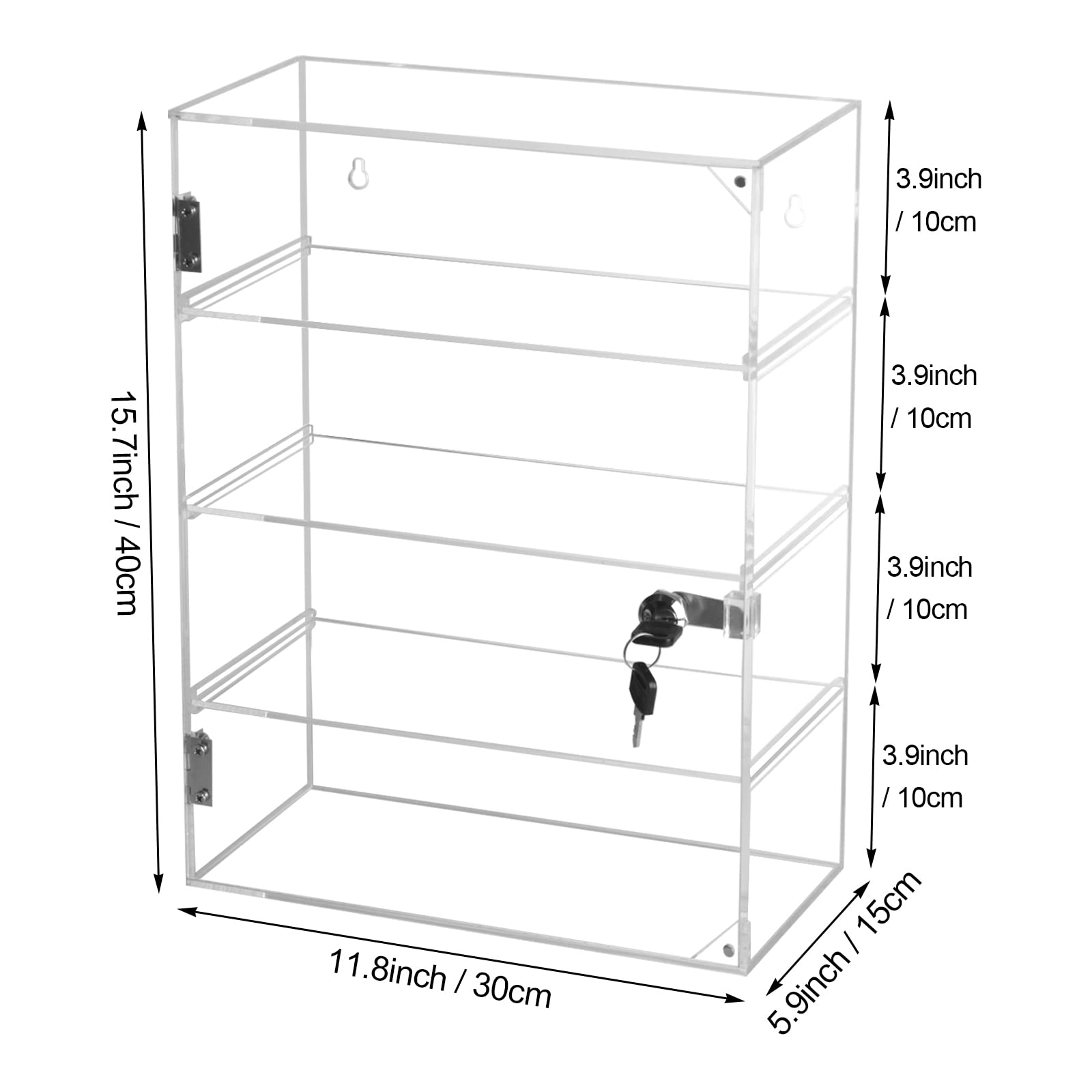 Choowin 4Shelf Acrylic Display Case with Lock Key,WallMounted Locking