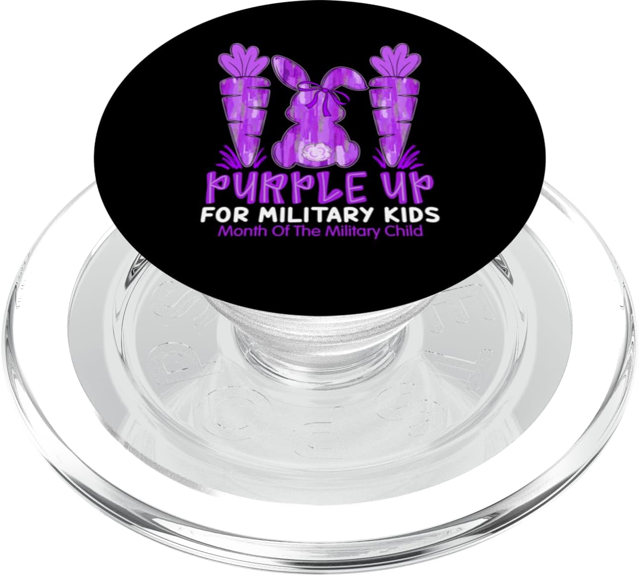 Brushstroke Bunny Carrot Purple for Military Kids PopSockets PopWallet for MagSafe