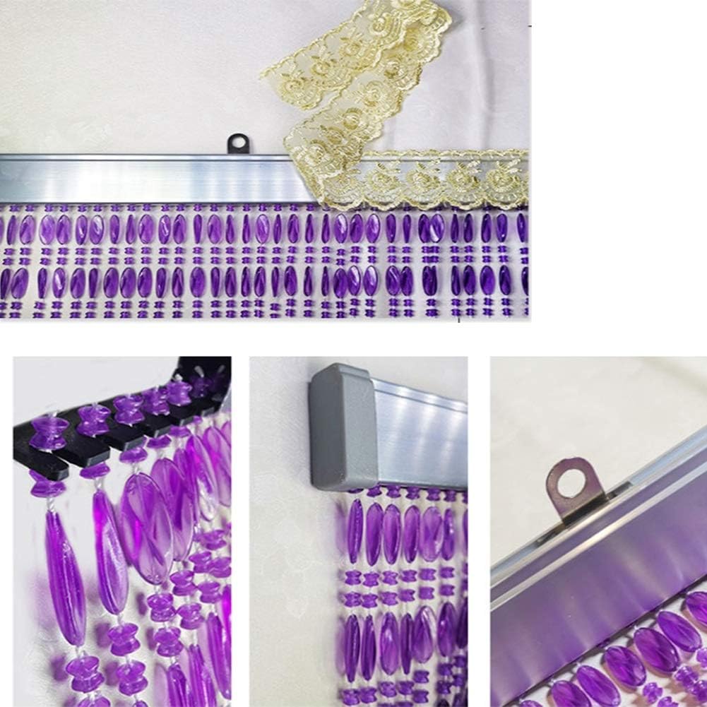Etlegor Plastic Beads Beaded Curtain Split Decorative String Curtains Room Divider Wall Panel Fringe Window Screen for Living Room Restaurant,Customizable (Color : Purple, Size : 56 Strands 90x200CM)