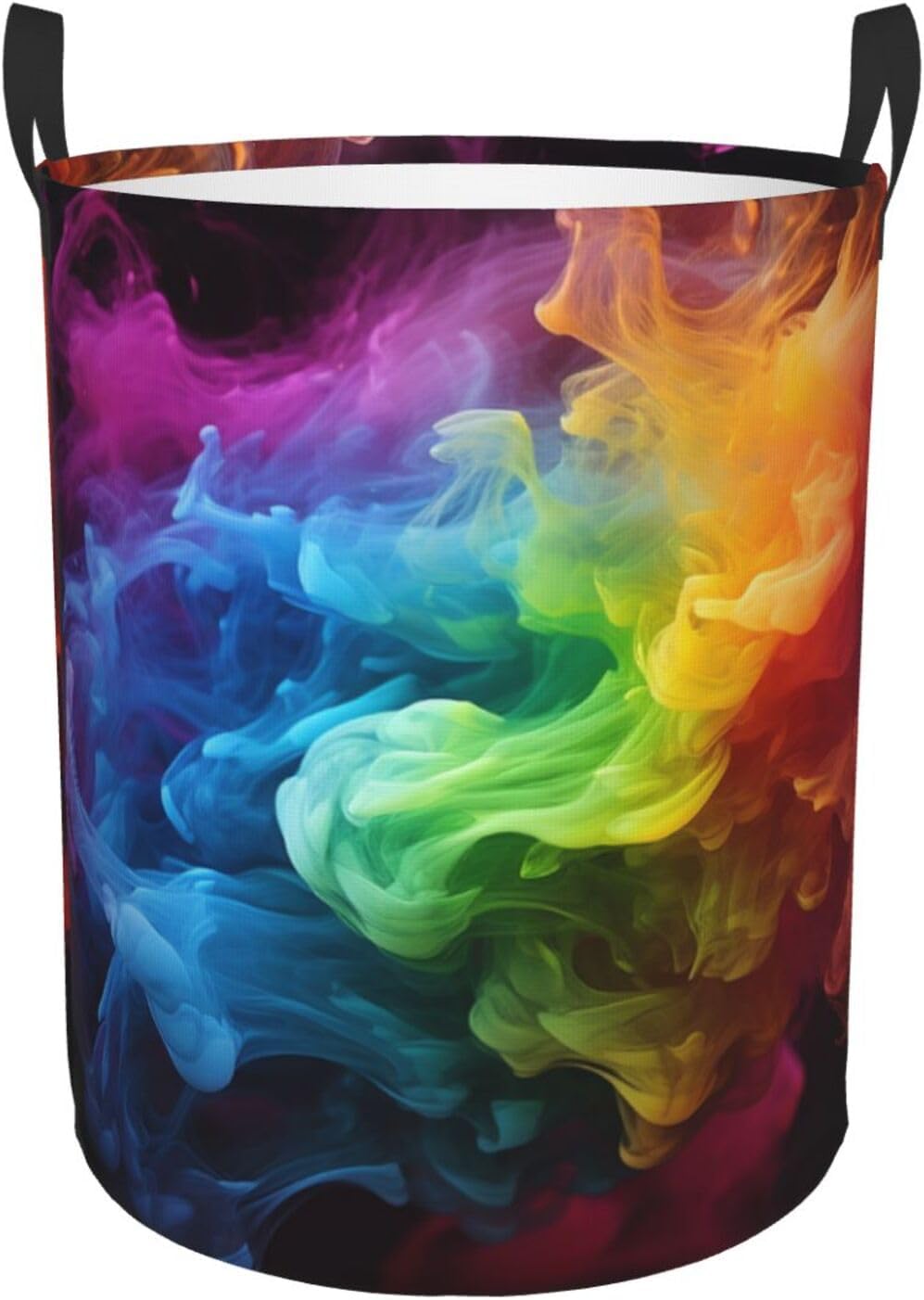 Rainbow smoke Laundry Basket With Handles, Foldable Laundry Hamper Oxford Cloth Dirty Clothes Basket Waterproof Clothes Toys Storage Bin Organizer for Bedroom Bathroom Dorm