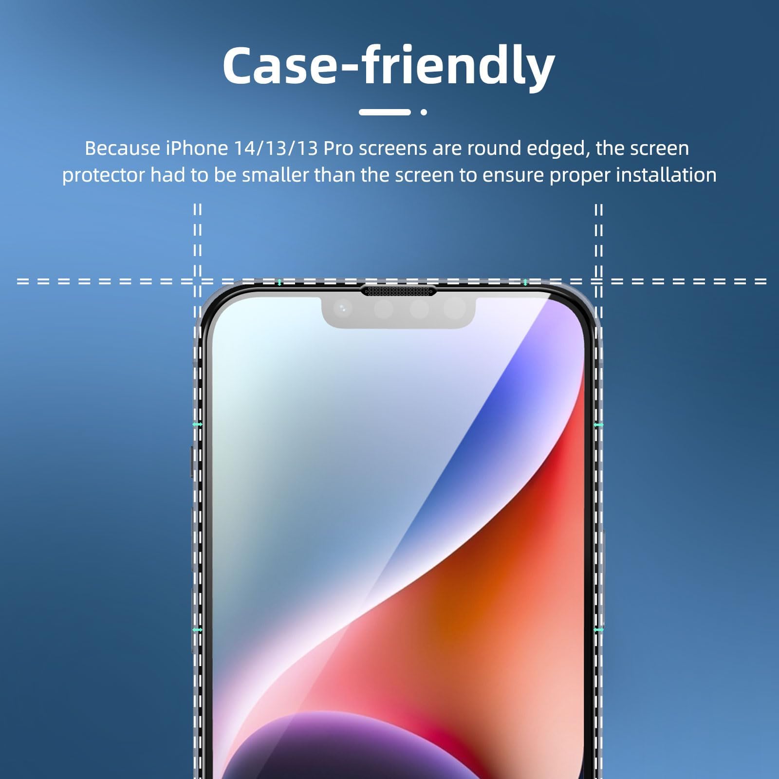 NEW'C 3 Sztuki, Ochraniacz Ekranu dla iPhone 14, iPhone 13, iPhone 13 Pro (6,1 cala), Czarna Krawędź, Folia ochronna ze szkła hartowanego, odporność na zarysowania