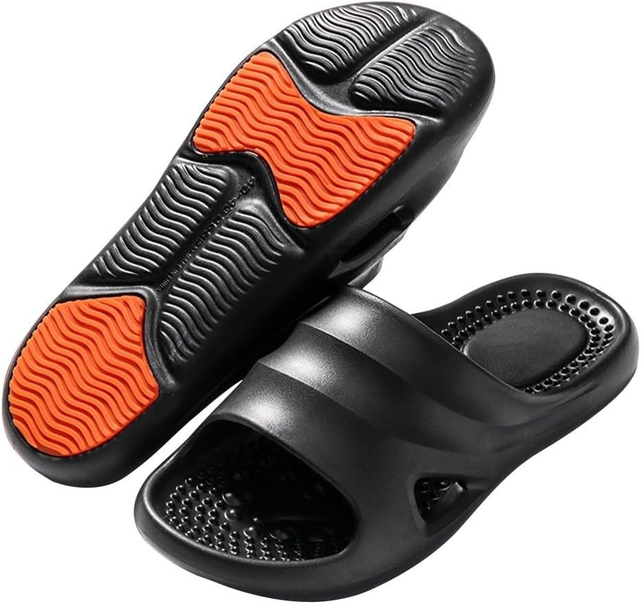 Reflexology Massage Slippers Foot Pressure Point Massage Sandals Women Men Deep Tissue Acupressure Foot Massager Shoes Relieves Nerve Tension and Pain in The Feet(Black,7.5/8)