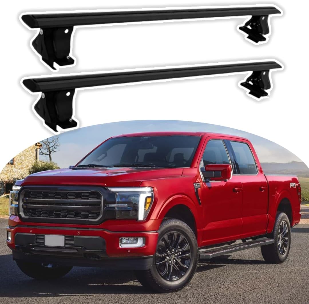Without Roof Rail Rack Lockable Cross Bar Crossbar Fits for Ford F-150 SuperCrew Cab 2015-2023 2024 2025 Rooftop Cargo Carrier Luggage Rack Crossbar(Black)