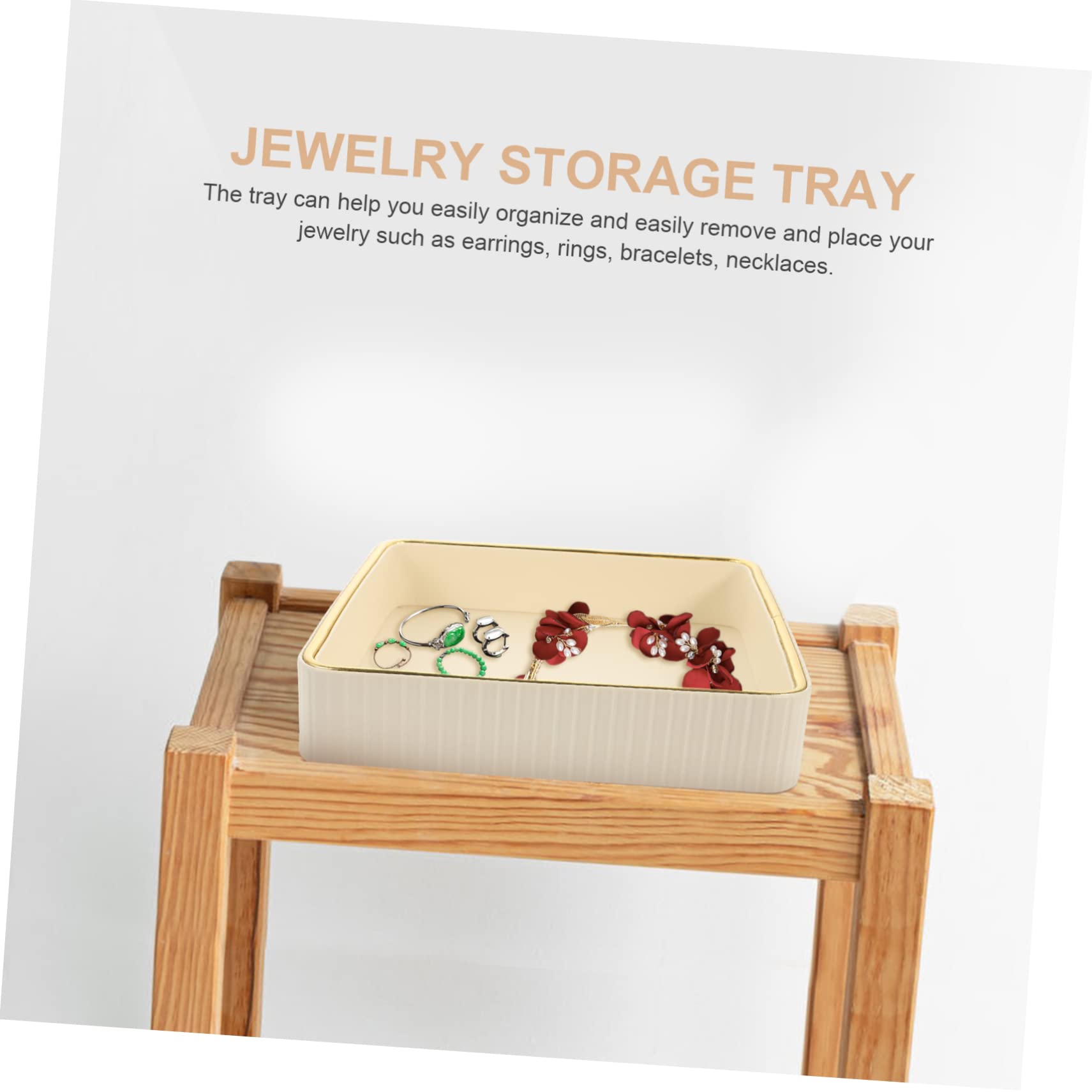 Luxshiny Bandeja Organizadora Diseño Moderno y Sencillo Cuadrada de Cuero Blanco Fácil Exhibición y Almacenamiento para Llaves y Joyas Adecuado para Sala o Dormitorio