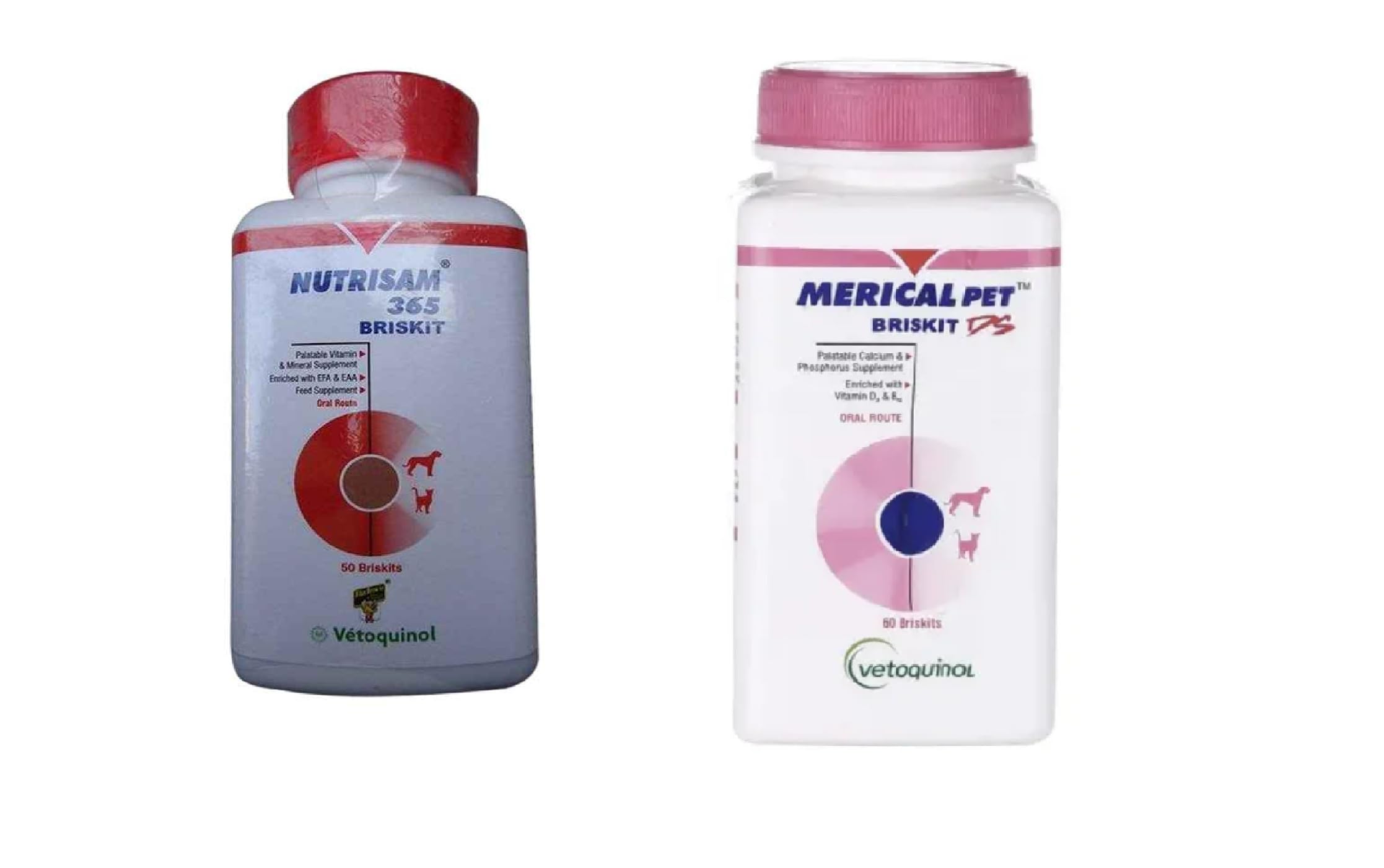 Vetoquinol Merical & Nutrisam Briskit Supplement For Dogs And Cats - 100 Briskits ( 1 Pack Of Both) (B073ZMHCTX) Amazon Price History, Amazon Price Tracker
