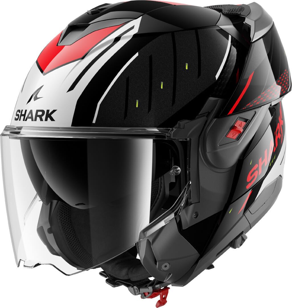SHARK, Casco Moto Modular OXO RYDGER Black Silver Red KSR, XS