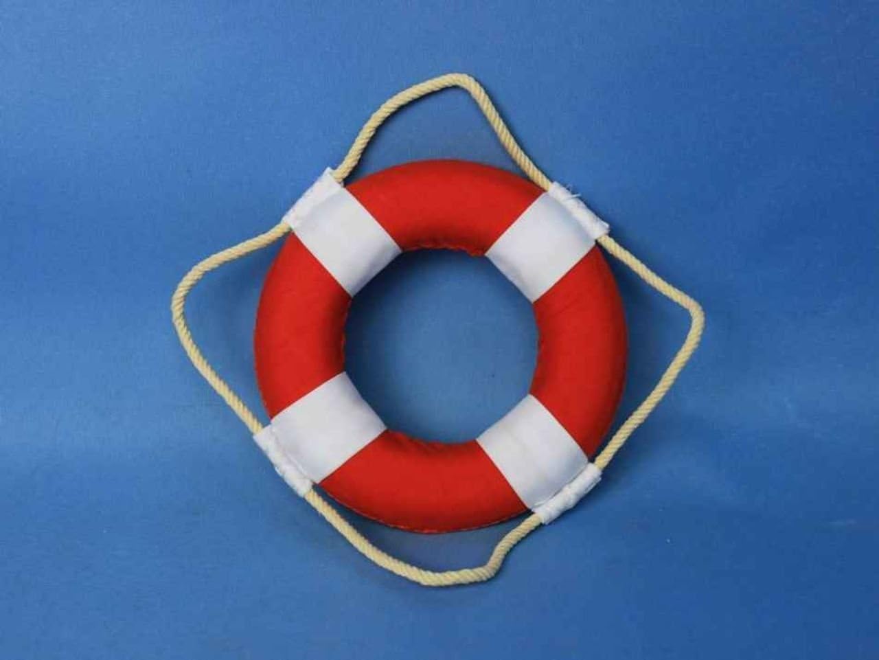 Hampton Nautical Vibrant Red Decorative Life Ring with White Bands, 6"