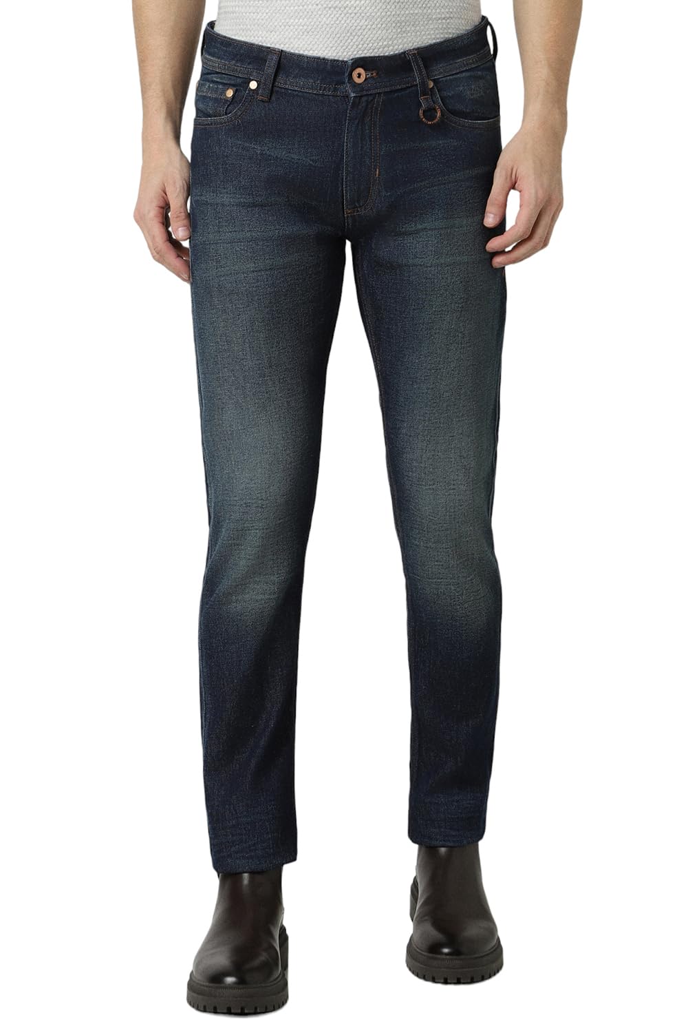 Peter England Men's Mid Rise Slim Jeans