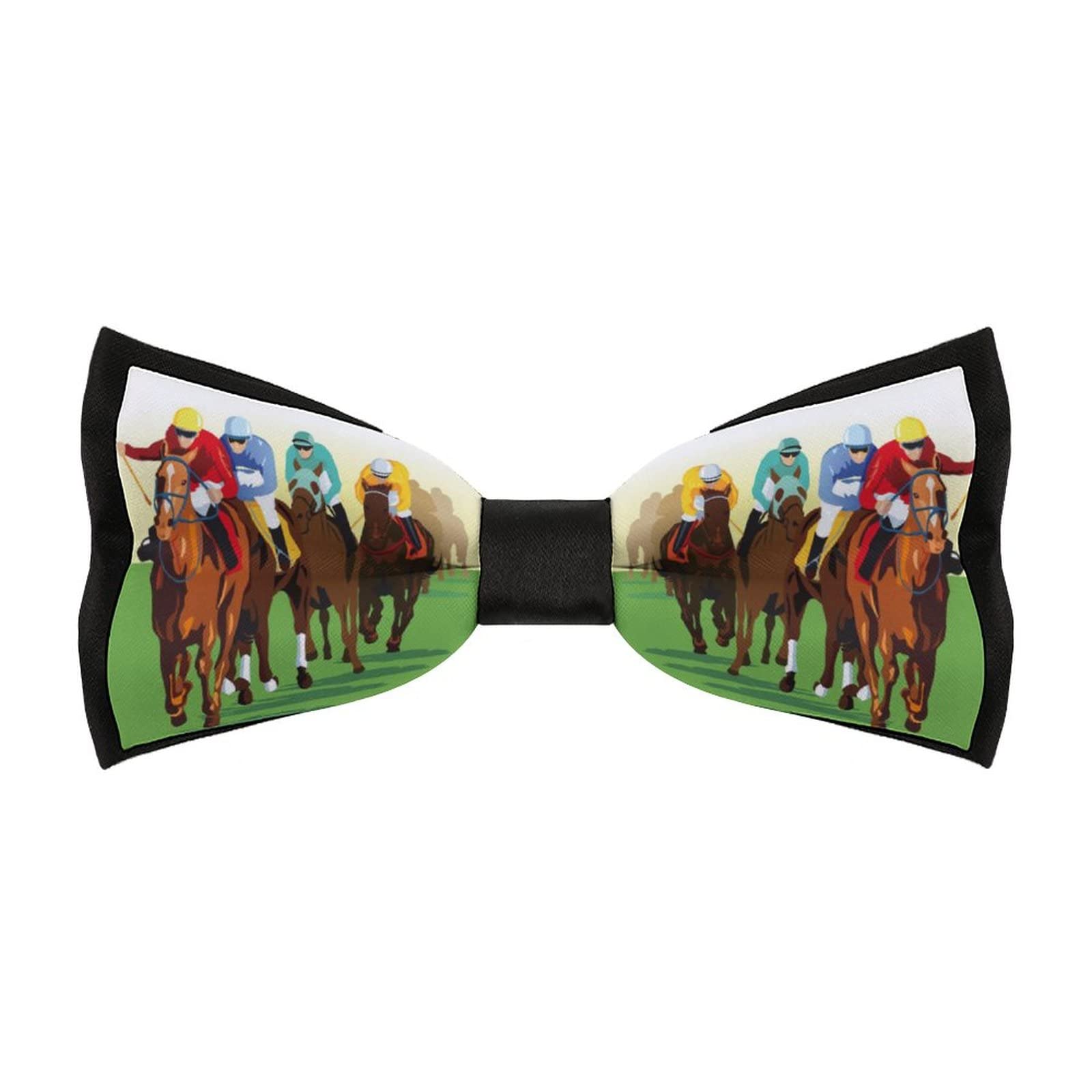 Horse Racing Cartoons Mens Polyster Bow Ties Adjustable Pre-Tied Bowties Tuxedo Wedding Work
