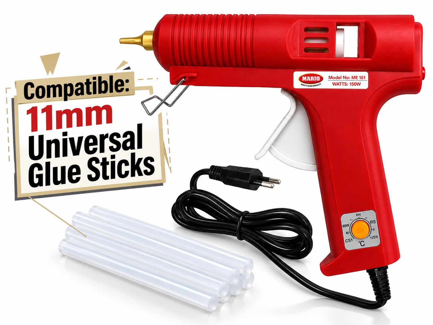Mario Hot Melt Glue Gun - 150W, Temp Control -5