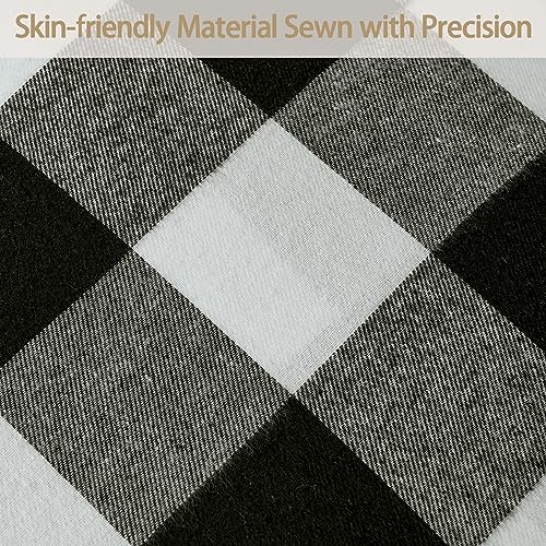 Volcanics ZT027GZHEIBAIPK2 Farmhouse Buffalo Check Plaid Decorative Throw Pillow Covers 18X18 Inches Black And White Fall Square Couch Pillow Covers thumb #1