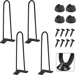 EconoHome Metal Hairpin Legs 16 inch - (Various Size Options) Table Legs, Desk Legs, Furniture Legs, Coffee Table Legs - Modern Hairpin Legs for Any DIY Project